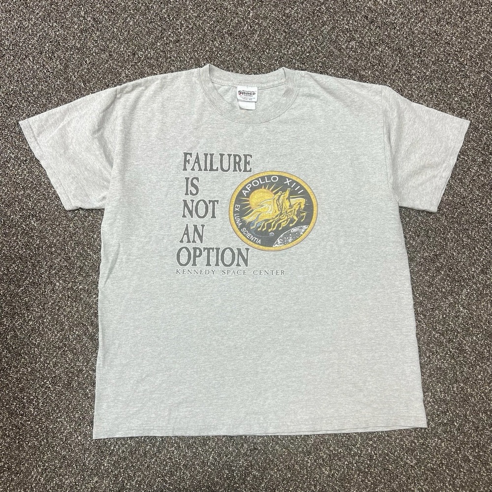 Vintage Apollo Gray Tee Shirt 2000s Kennedy Space Center Rare Graphic Size Xl